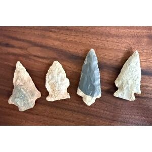 Lot of 4 Arrowheads Native American Indian Artifact Arkansas? 1.5" - 2.5"